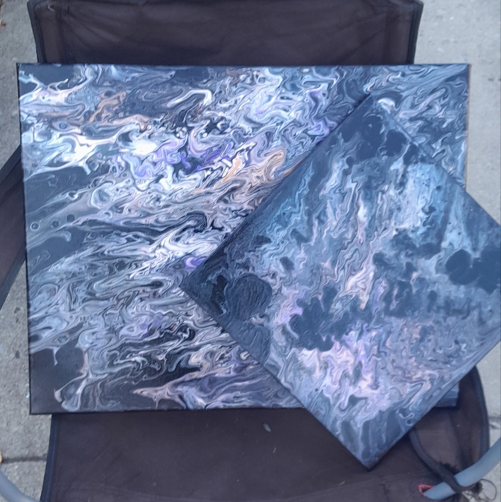 Set of Acrylic paintings crazy messy love